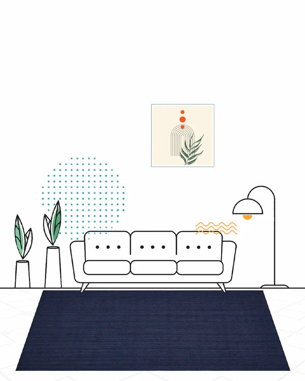 Handcrafted Natural Blue Rectangular Jute Carpet For Hall And Dining Space