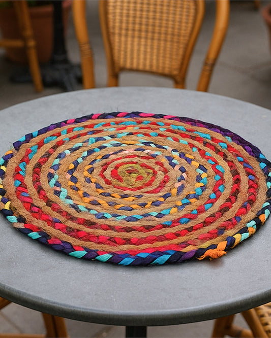 Jute Placemat Set of 4 | Round Placemats for Dining Table & Side Table