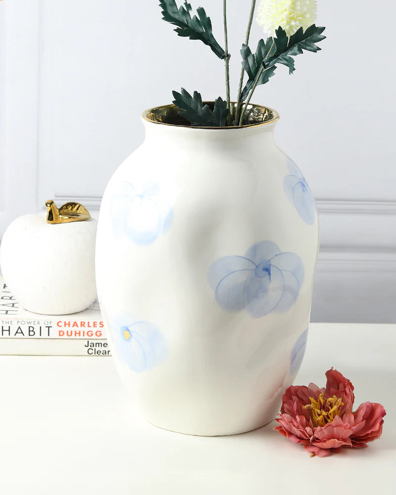 Hand-Painted Ceramic Flower Vase for Accent Tables