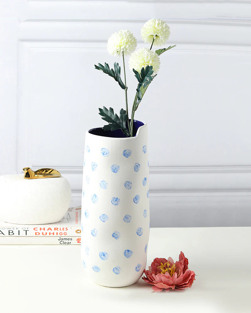 Compact Ceramic Flower Vase for Side Table Decor