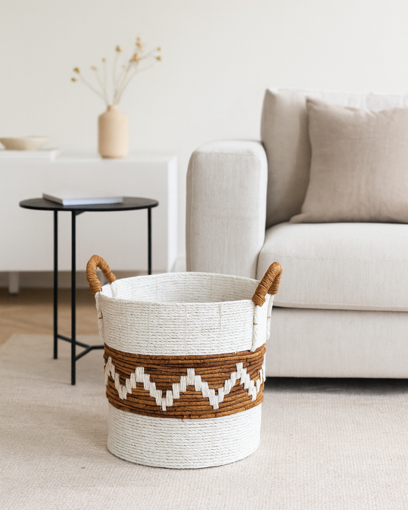 Rattan Laundry Basket with Handles for Clothes and Towel Storage