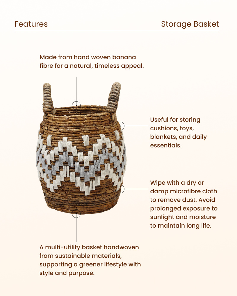 Rattan Basket for Laundry and Seasonal Storage