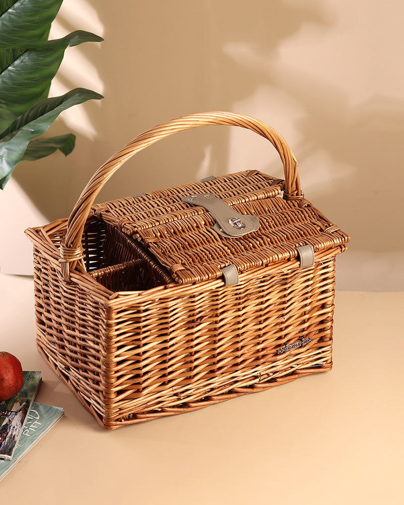 Wicker Picnic Basket | Picnic Basket | Willow Picnic Hamper Set | Vintage-Style Wicker Picnic Hamper