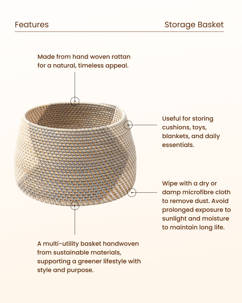 Natural Rattan Basket for Stylish Storage and Organization