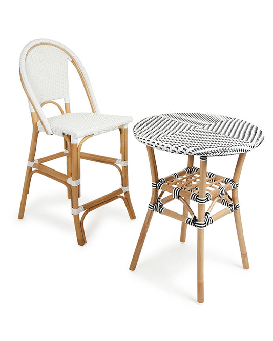 Mana Bar Chair with Table | Rattan Garden Seating Chair Table Set | Cane Outdoor Table Chair Set | Coffee Table Set