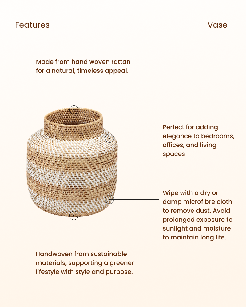 Rattan Flower Vase for Dried Flowers, Pampas Grass and Home Decor