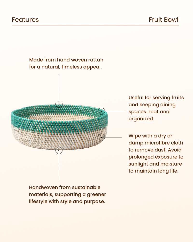 Handcrafted Round Rattan Basket for Fruits and Home Organization