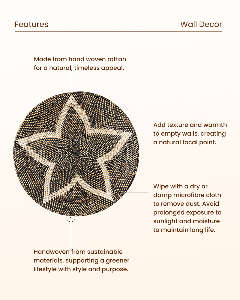 Boho Style Rattan Wall Plate for Gallery Arrangement