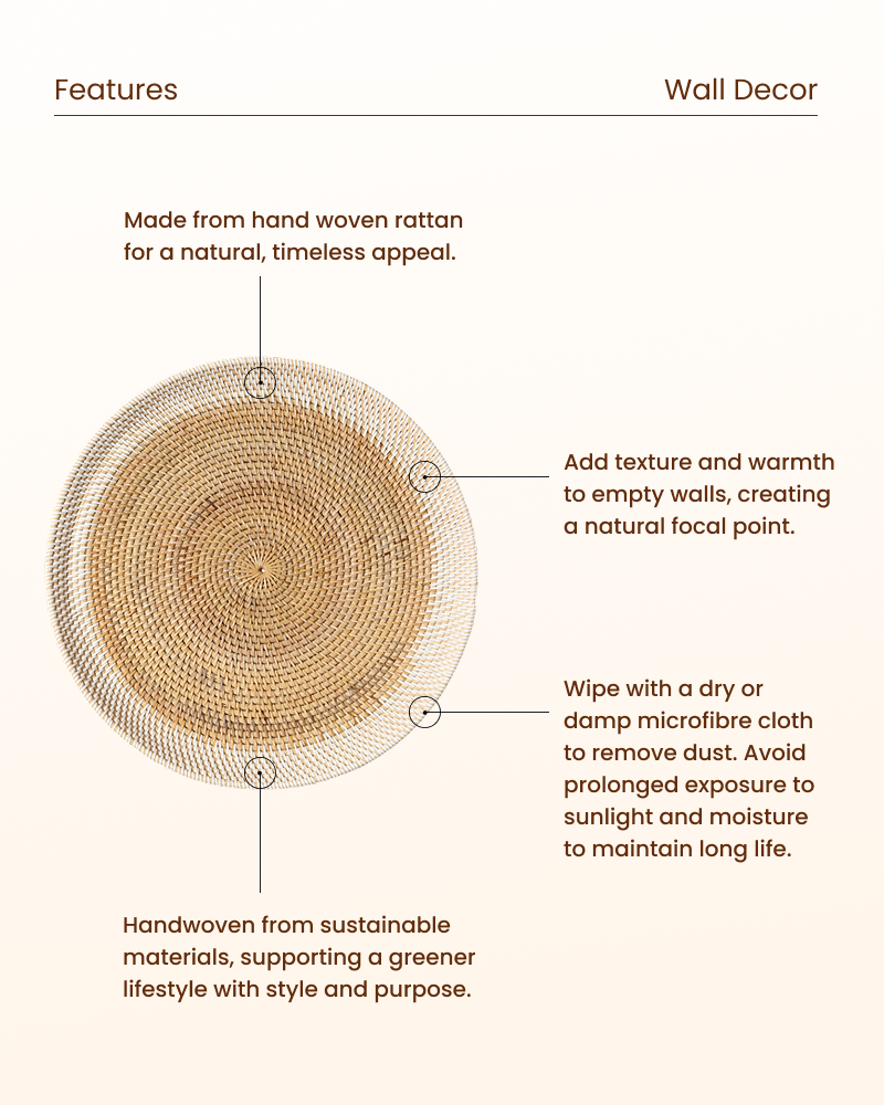 Lightweight Rattan Wall Accent for Sofa or Bed Backdrop