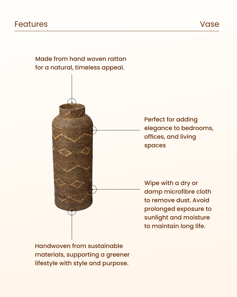 Woven Rattan Flower Vase for Bedroom and Balcony Decor