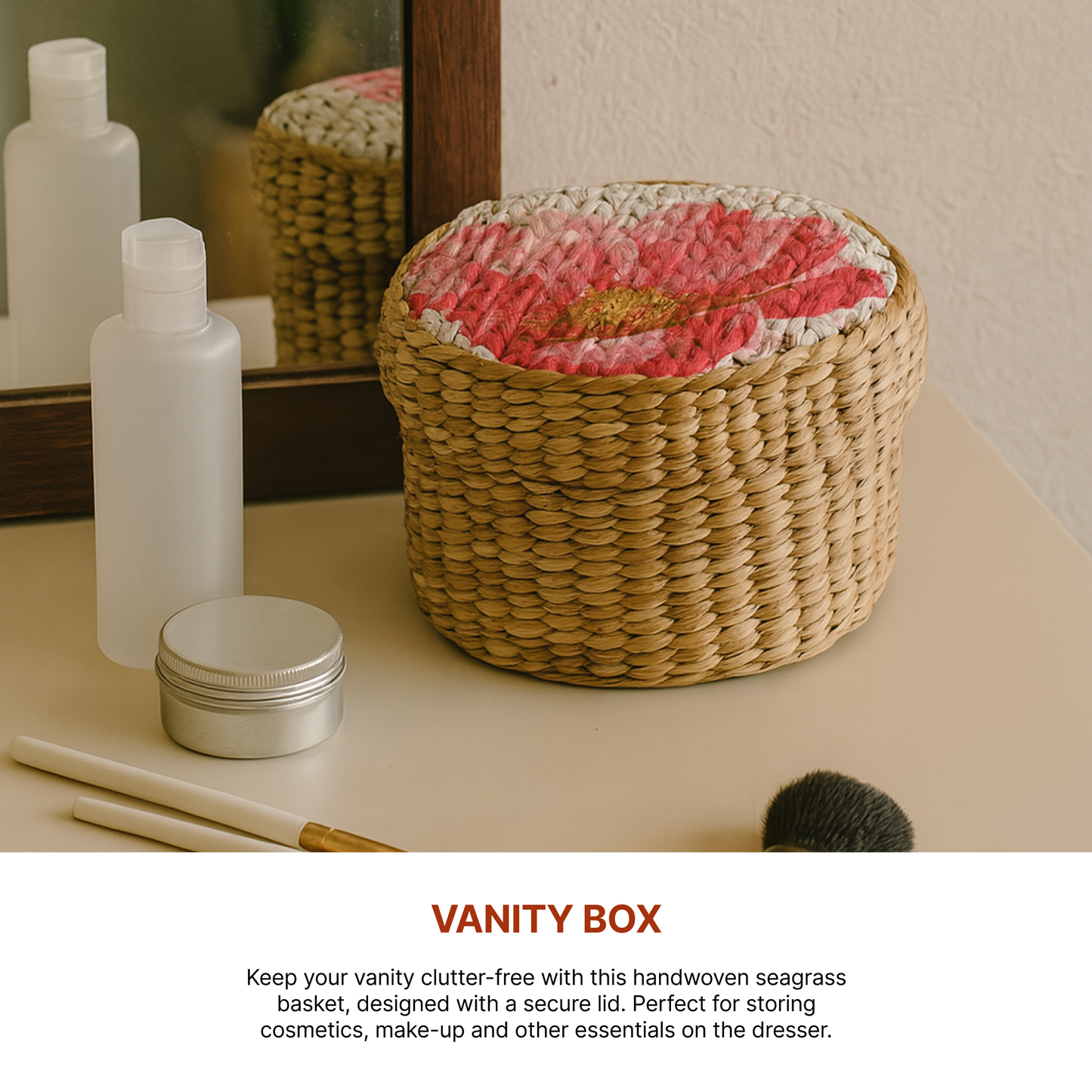 Round Gift Box | Seagrass Organiser Boxes | Storage Box with Lid