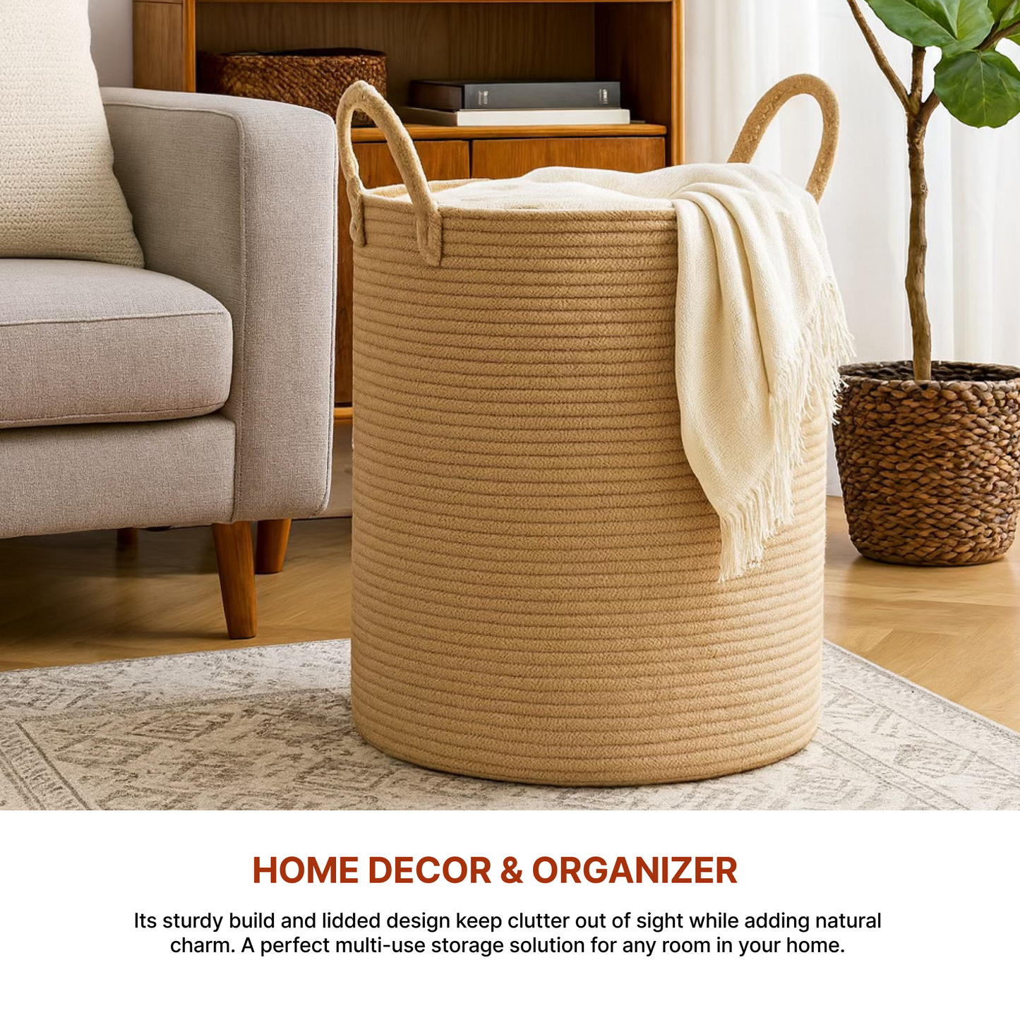 Laundry Basket For Clothes | Storage Baskets | Toy Storage Basket | Jute Laundry Bag