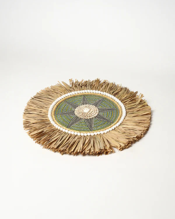 Decorative Raffia Wall Circle for Entryway or Workspace