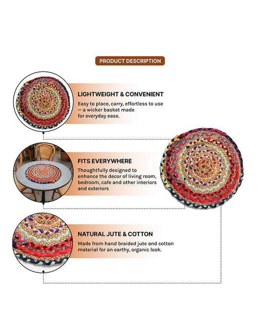 Jute Placemat Set of 4 | Round Placemats for Dining Table & Side Table