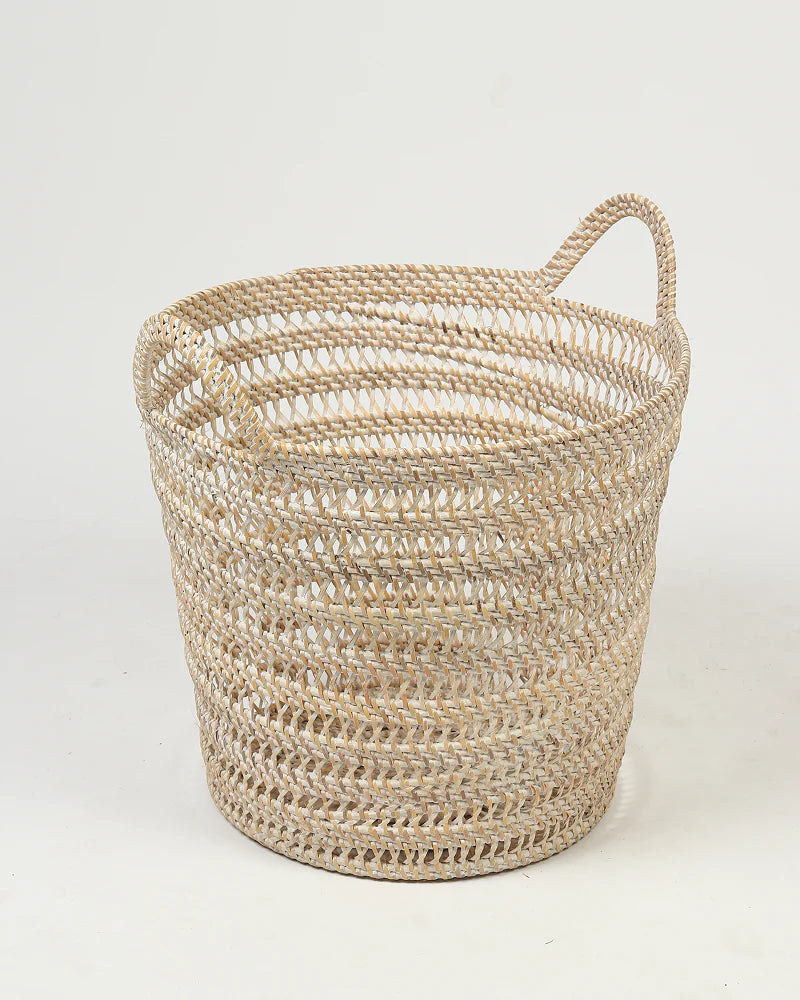 Rattan Laundry Basket with Handles for Home and Bathroom