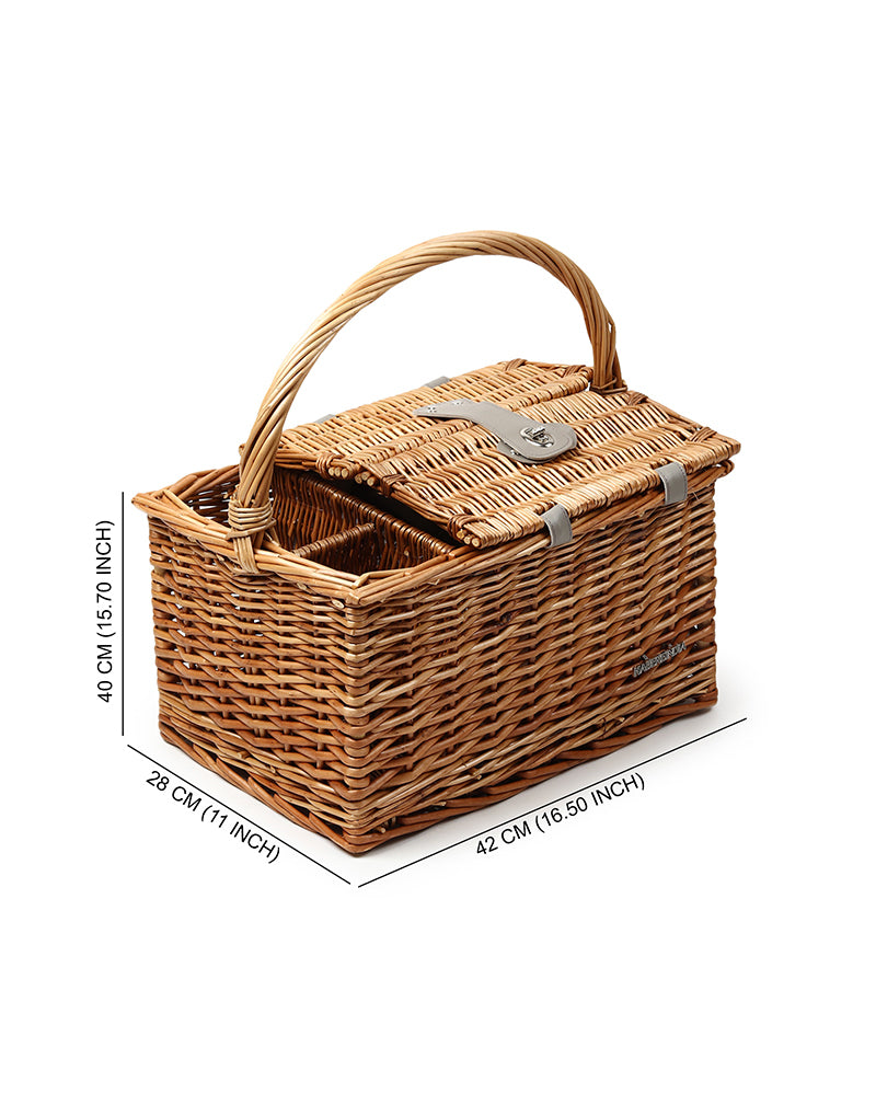 Wicker Picnic Basket | Picnic Basket | Willow Picnic Hamper Set | Vintage-Style Wicker Picnic Hamper