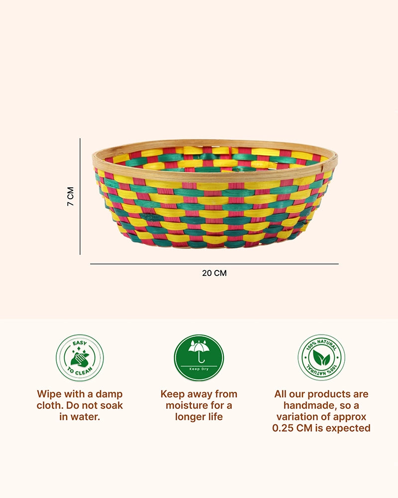 Handwoven Bamboo Fruit Basket for Kitchen and Home Organization
