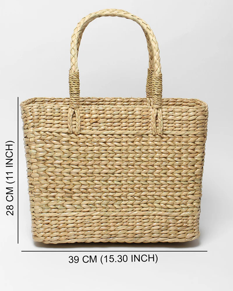 Handwoven Seagrass Shopping Basket & Tote Bag