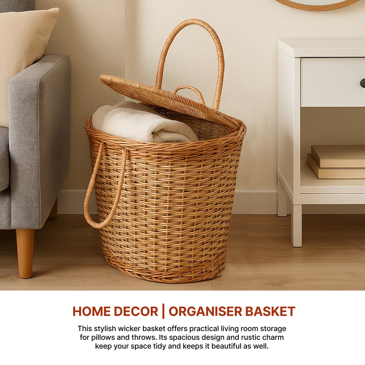 Wicker Picnic Basket | Wicker Lunch Basket | Toy Storage Basket