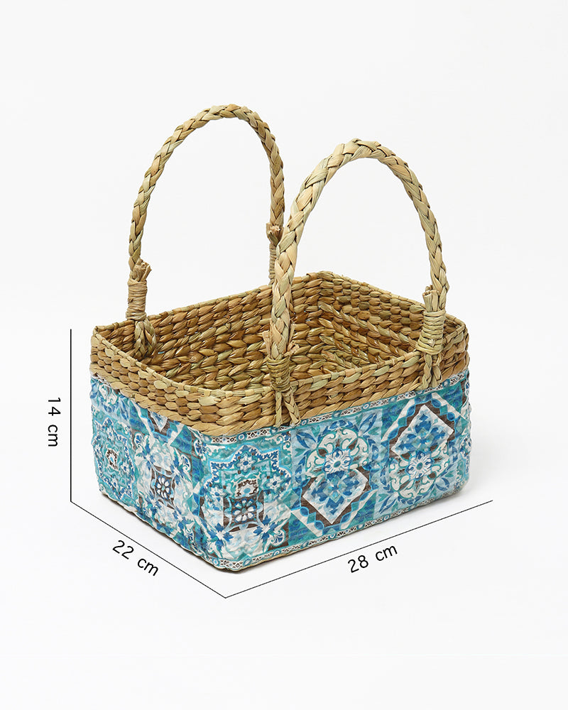 Handwoven Seagrass Hamper Basket for Fruits, Snacks, and Kitchen Organization
