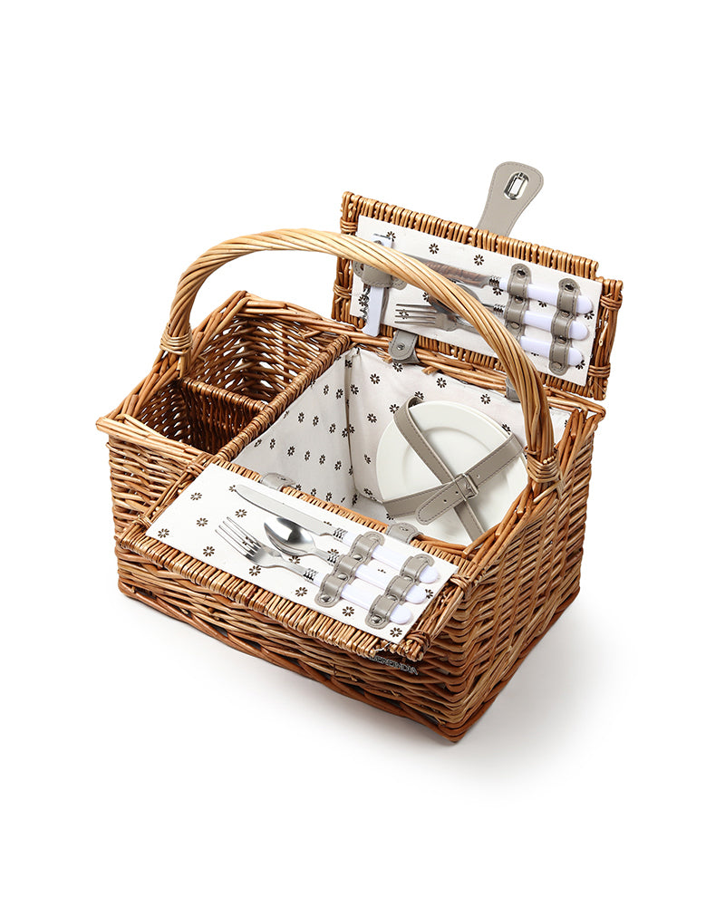 Wicker Picnic Basket | Picnic Basket | Willow Picnic Hamper Set | Vintage-Style Wicker Picnic Hamper