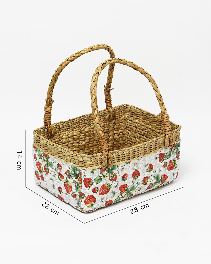 Rustic Seagrass Fruit Basket for Gifting, Tabletop Organization, and Home Decor