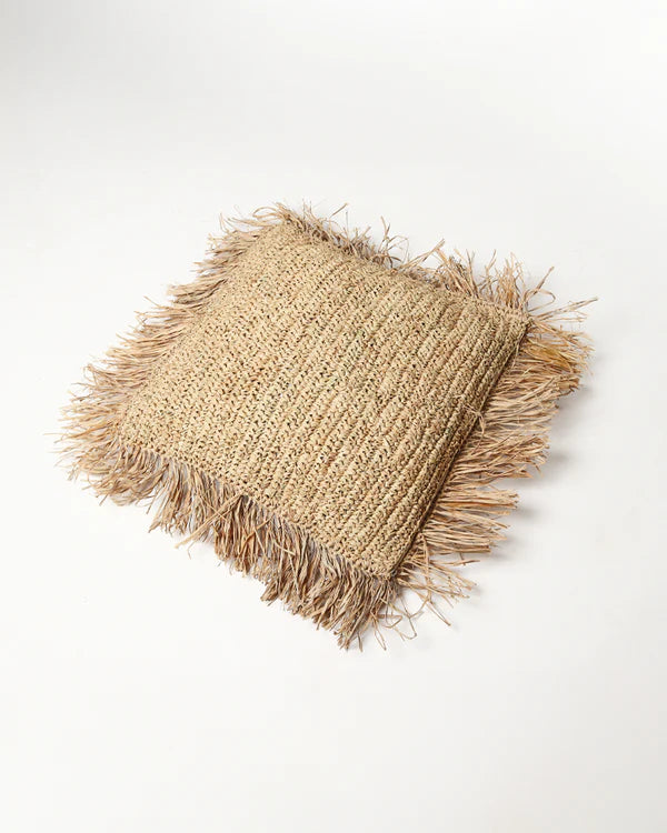 Handcrafted Raffia Cushion for Sofa, Chair, and Home Decor