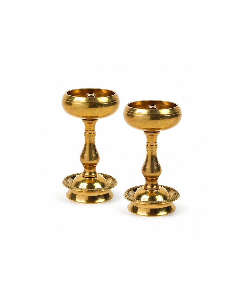 100 % Pure Brass Udupi Nanda Deepam Set for Pooja & Temple Décor