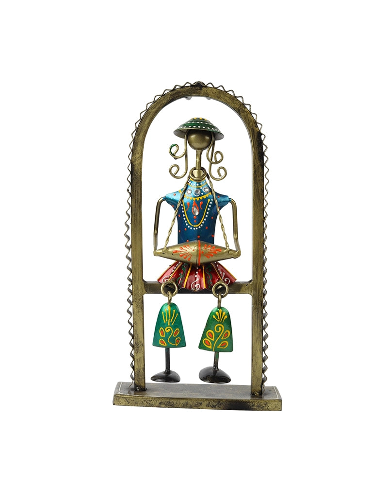 Handcrafted Hand-Painted Metal Folk Musician Home decor showpiece