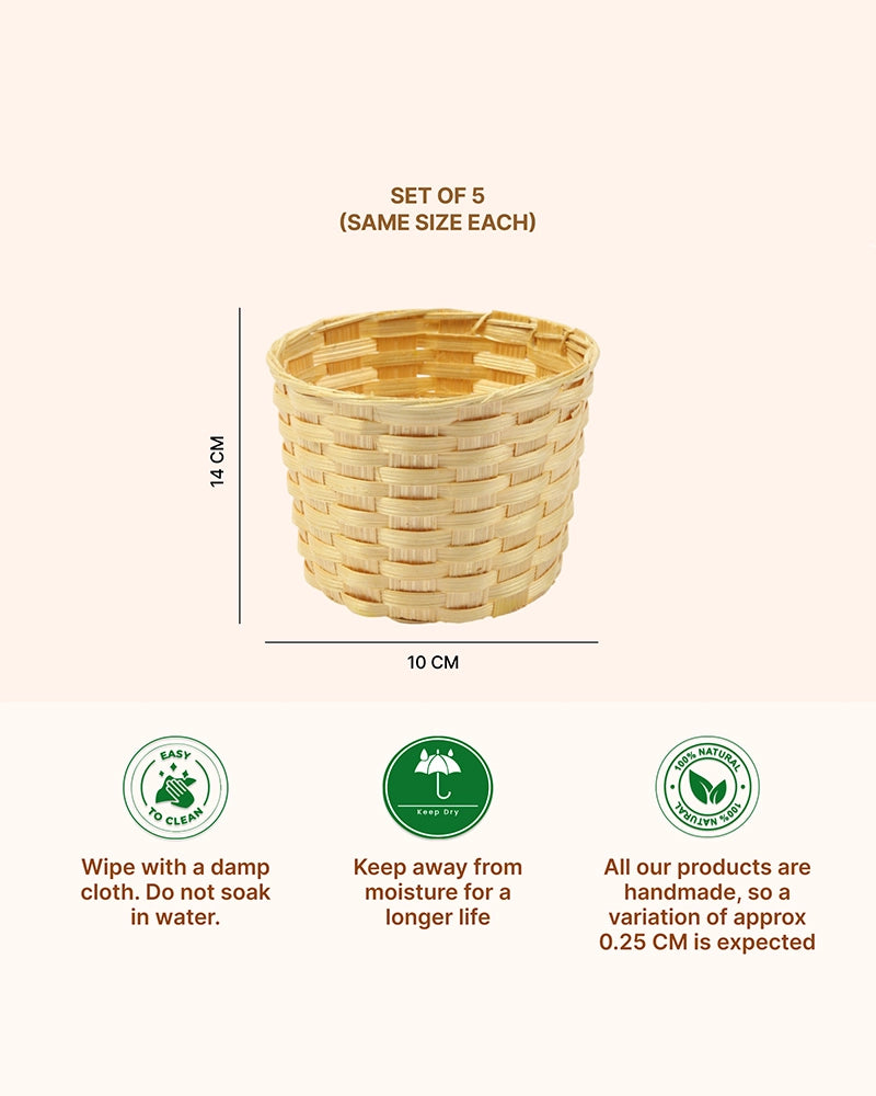 Handwoven Bamboo Planter Baskets for Indoor Plants (Set of 5)