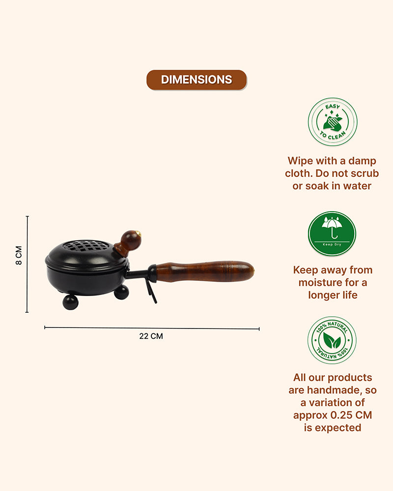 Decorative Metal Dhoop Dani Burner for Home Temple Aarti and Aromatherapy