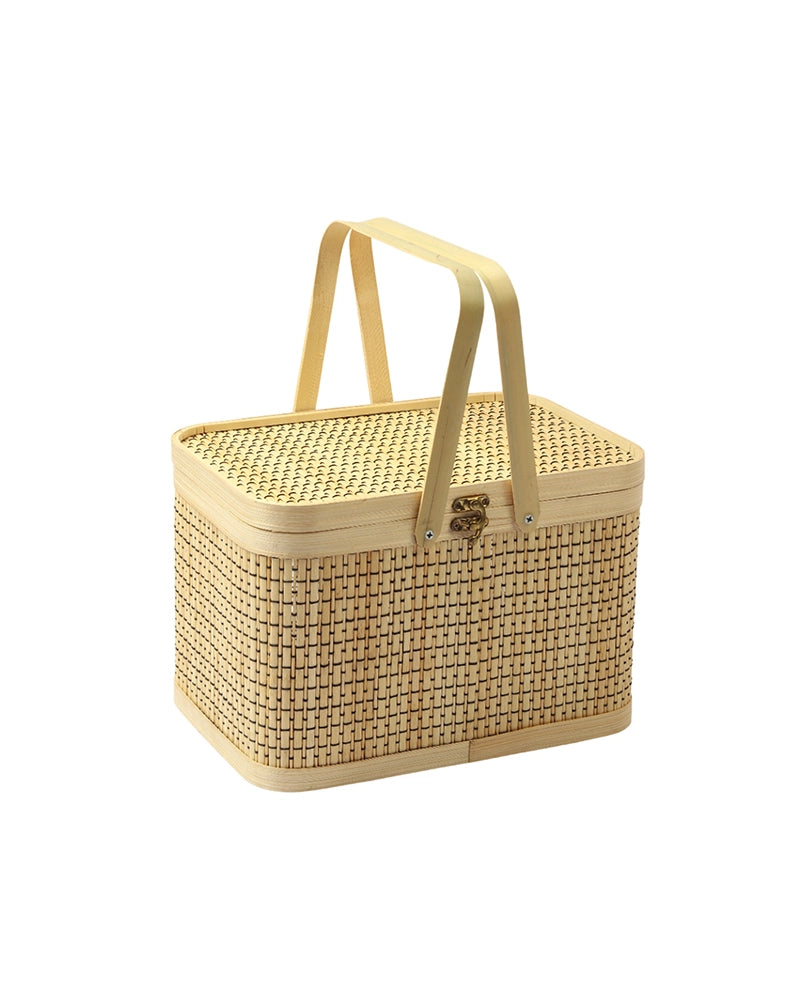 Bamboo Picnic Basket for Lunch and Outdoor Meals