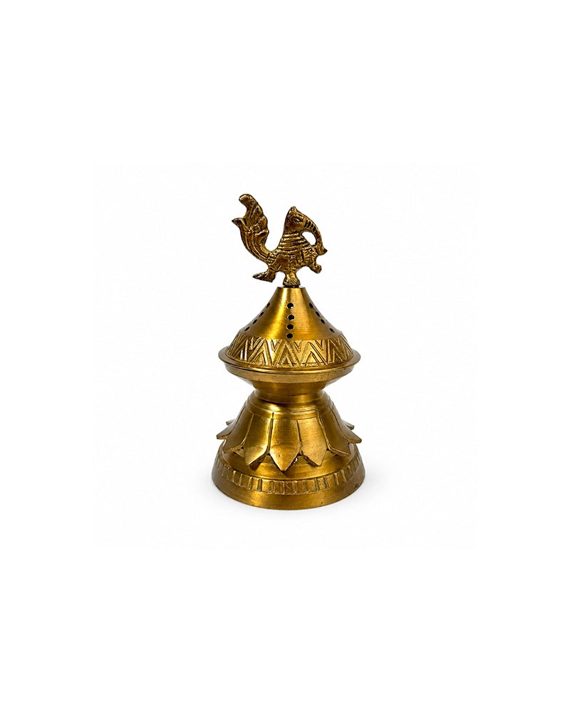 100% Pure Brass Peacock Dhoop Dani For Aarti and Puja