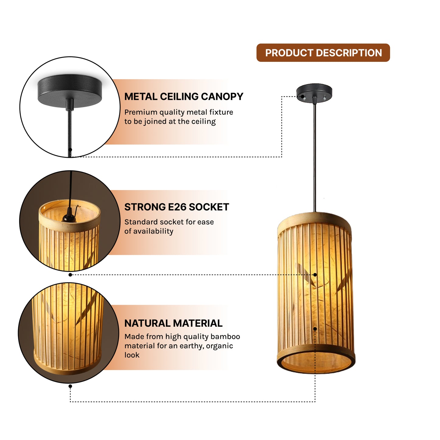 Bamboo Pendant Lamp | Ceiling Lamps For Living Room | Hanging Light