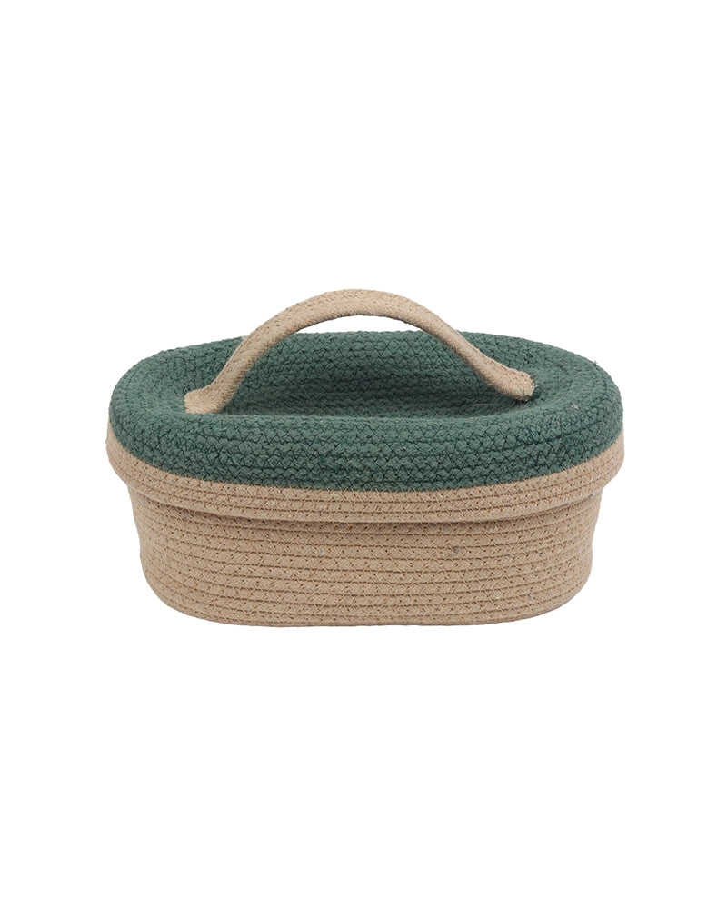 Handwoven Jute Basket with Lid for Desk Organization & Festive Gifting