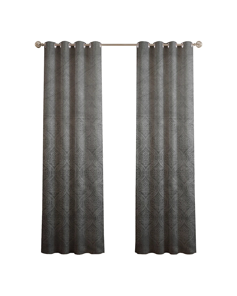 Velvet Eyelet Door Curtain (Grey, Textured, 7 ft)