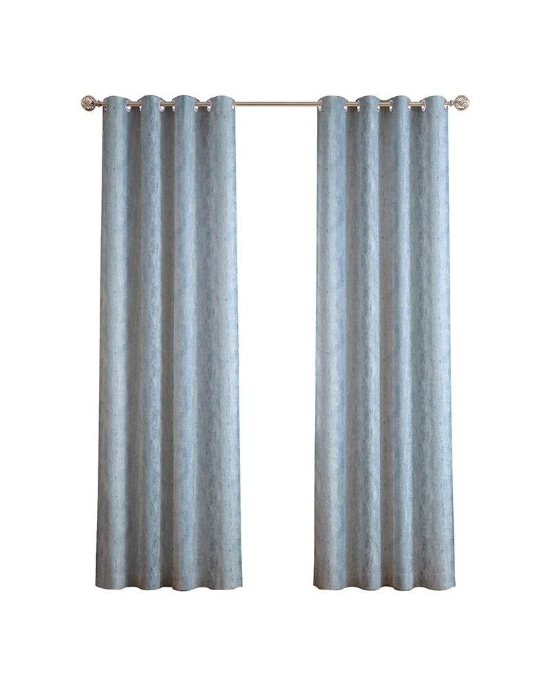 Designer Linen Door Curtain with Eyelet Header (Blue, 7 ft)