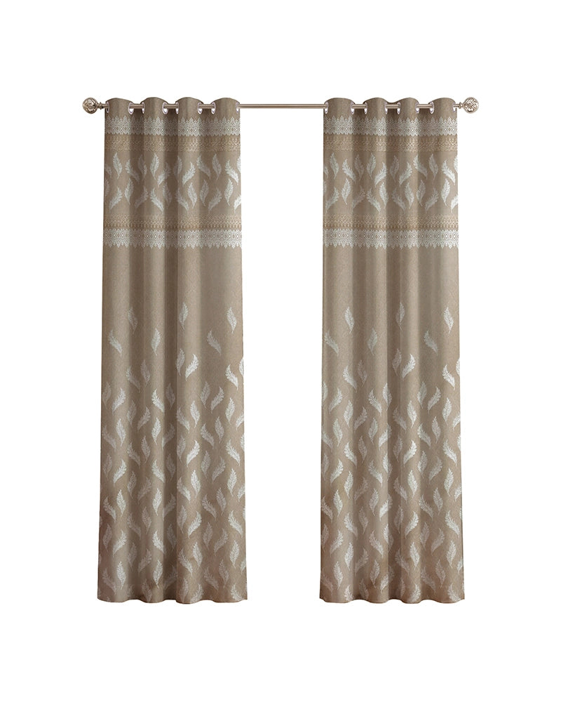 Jacquard Door Curtain with Eyelets (Beige, 7 ft)