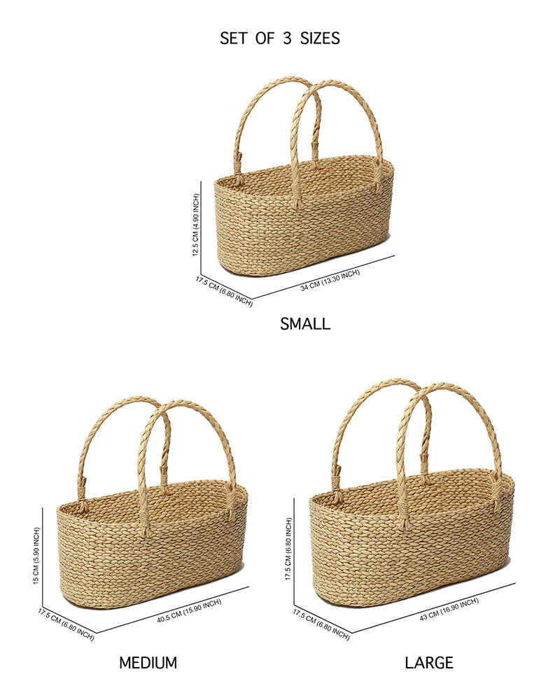 Panier cadeau en jonc de mer - Lot de 3