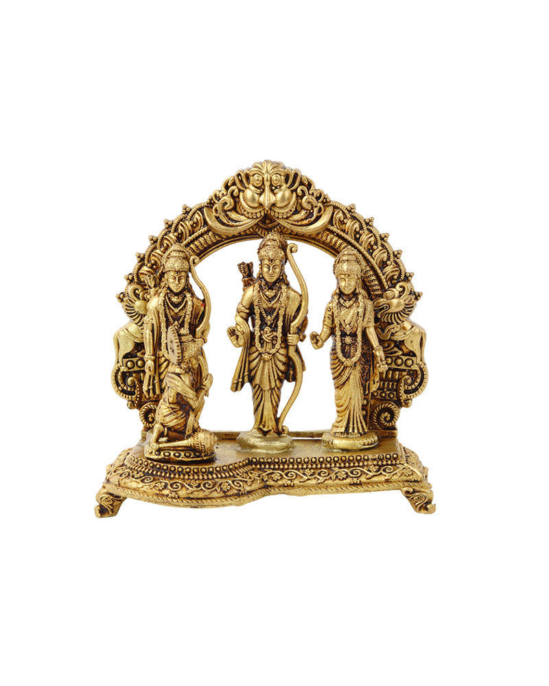 Traditional Brass Ram Darbar Idol for Spiritual Decor and Home Temple