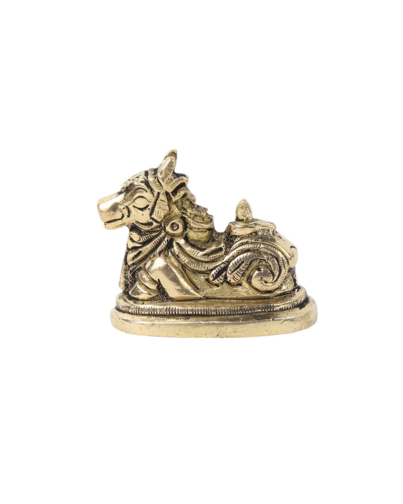 Handcrafted Nandi Brass Statue for Devotion and Pooja Room