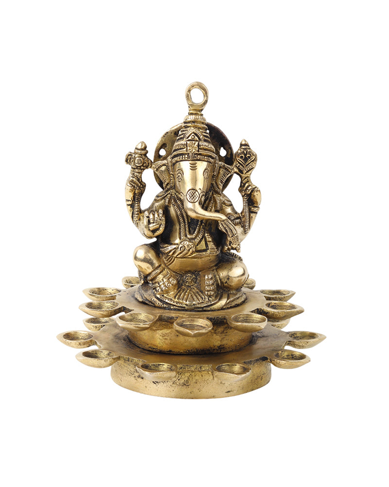 Brass Ganesh Sitting on Diya for Pooja and Home Decoration