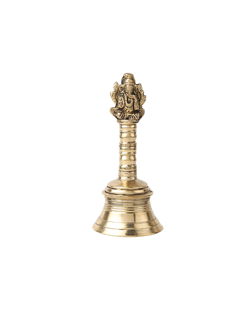 Brass Pooja Bell with Ganesh Sitting on Top for Home Decor