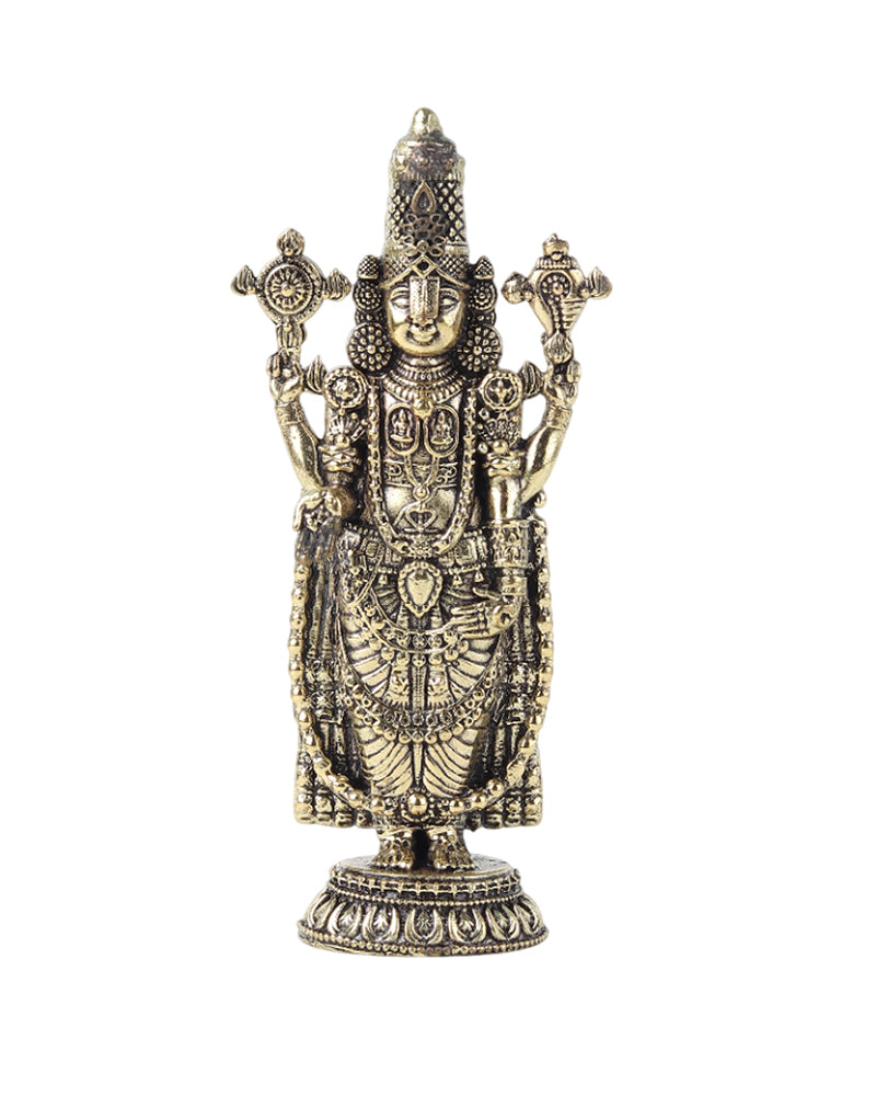Brass Balaji Standing Idol Figurine for Puja Needs and Home Decor