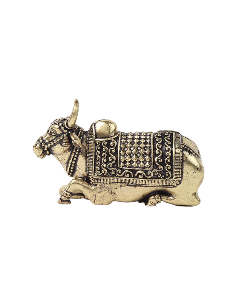 Elegant Nandi Brass Idol for Festivals, Home Temple, and Spiritual Spaces