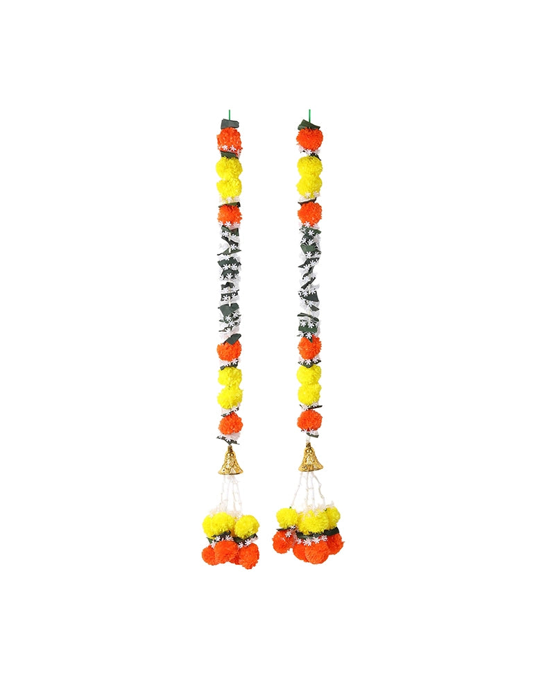 Artificial Marigold Mogra Flower Toran Set of 2 for Door & Wall Décor