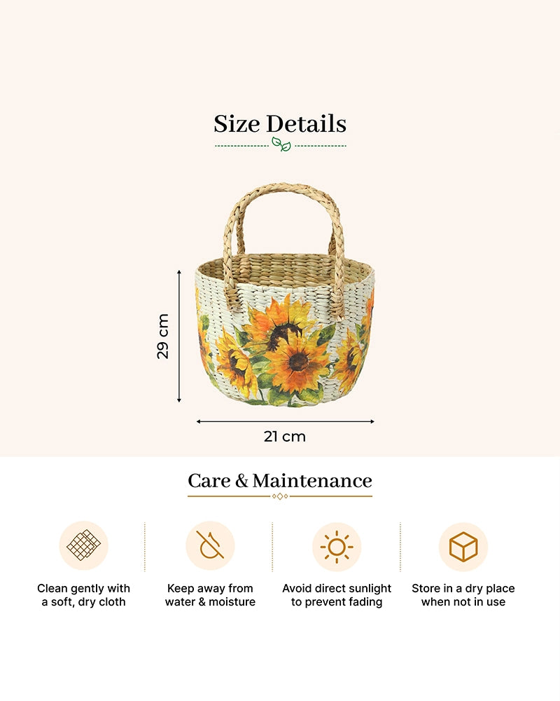 Decorative Seagrass Fruit Hamper Basket for Home and Table Display