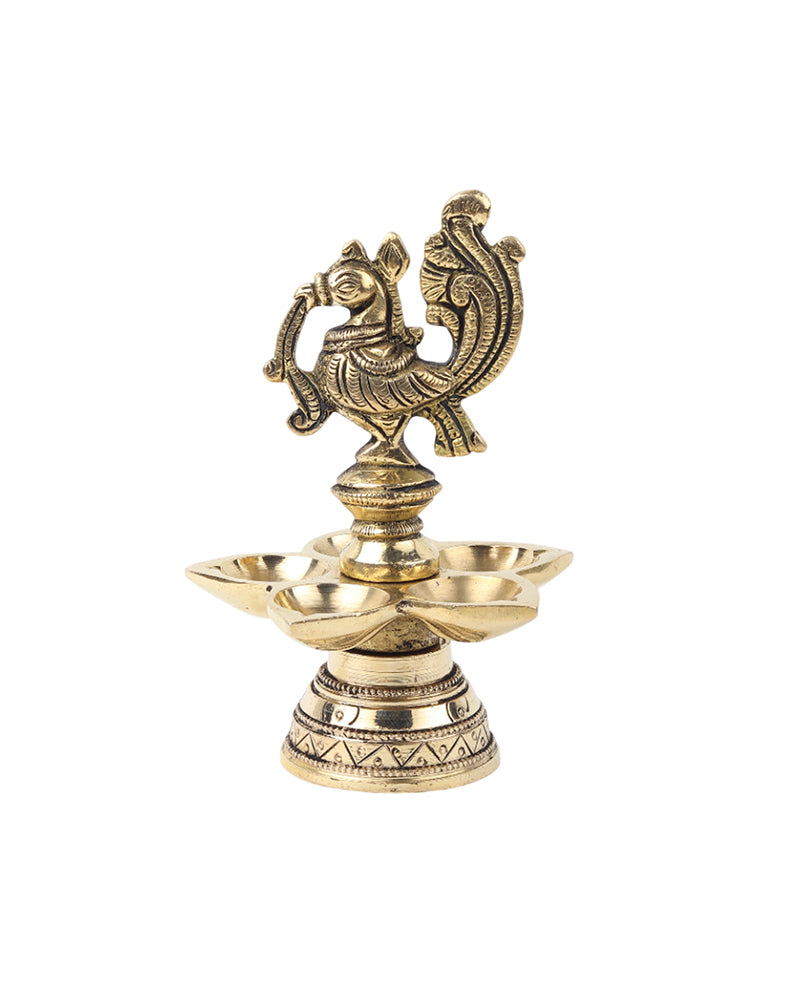 Decorative Brass Peacock Diya Perfect for Pooja and Festive Decor