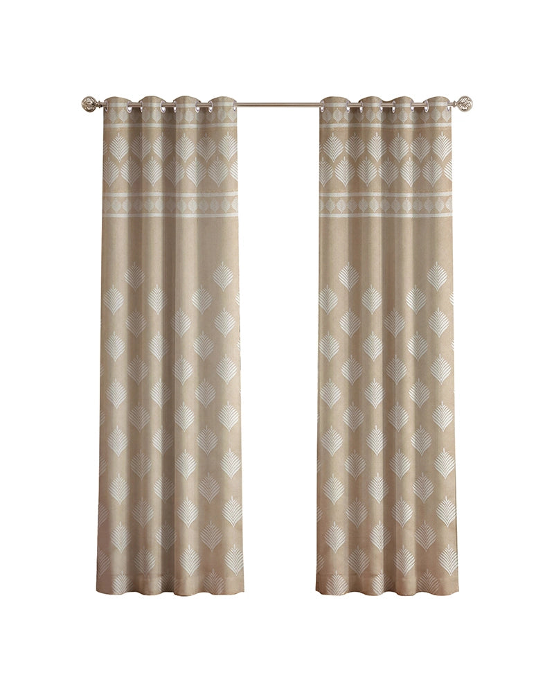 Contemporary Jacquard Eyelet Door Curtain (Beige, 7 ft)