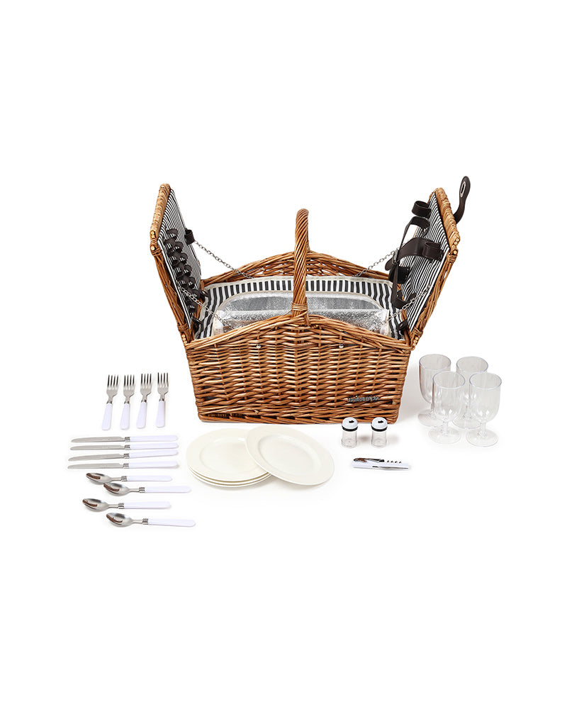 Wicker Picnic Basket With Cutlery | Wicker Picnic Basket With Crockery | Large Picnic Basket